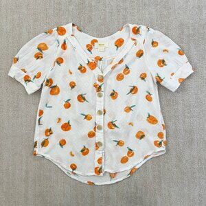 Anthropologie Maeve Short Sleeve Button Up Blouse Top 00 Petite